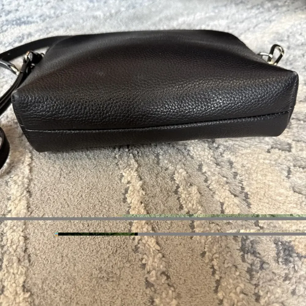Draper James Black Pebbled Leather Crossbody Bag with Gold Hardware